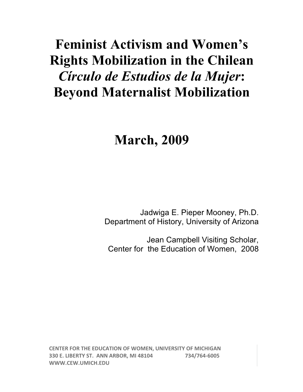 Feminist Activism and Women's Rights Mobilization in the Chilean Círculo