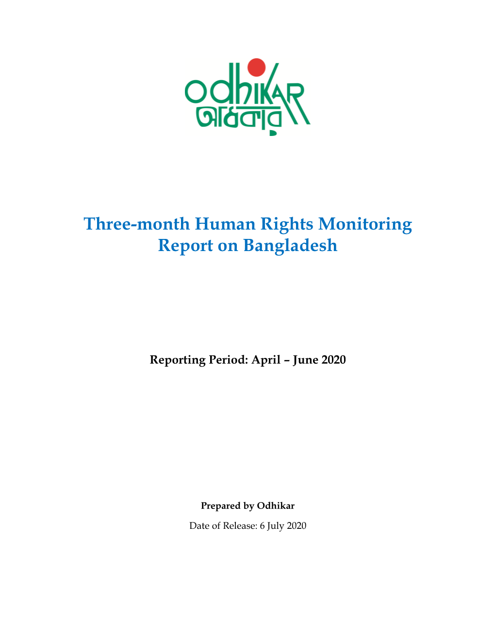 Three-Month Human Rights Monitoring Report on Bangladesh