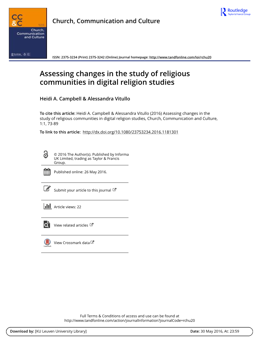 Assessing Changes in the Study of Religious Communities in Digital Religion Studies