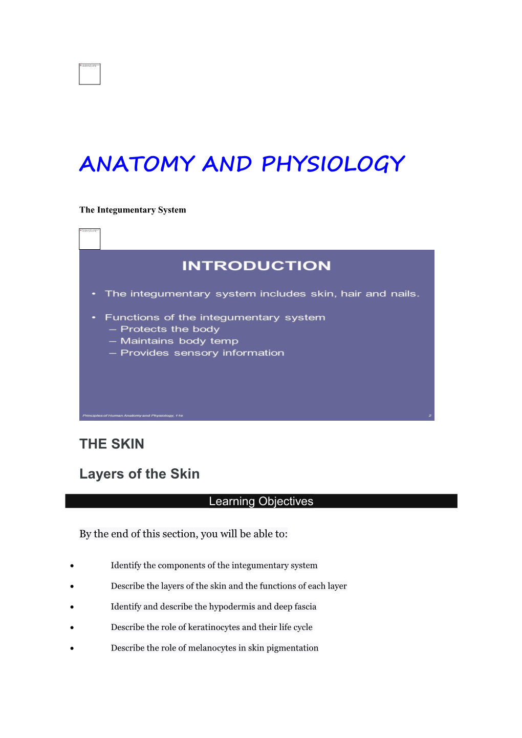 Anatomy and Physiology