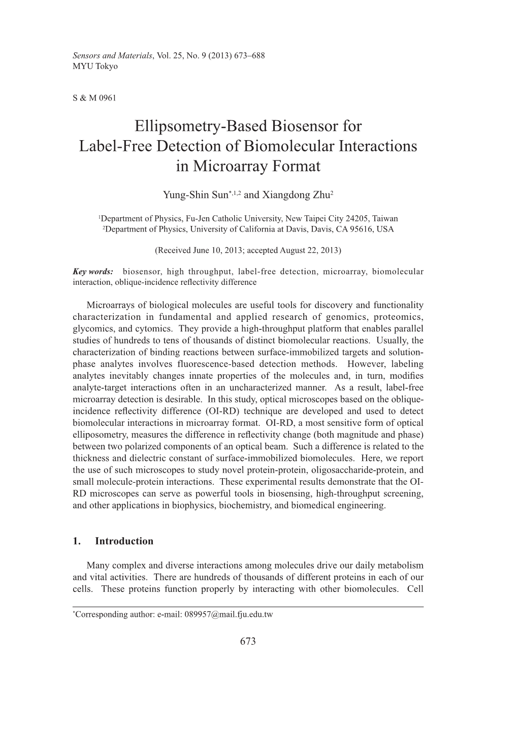 Ellipsometry-Based Biosensor for Label-Free Detection of Biomolecular Interactions in Microarray Format