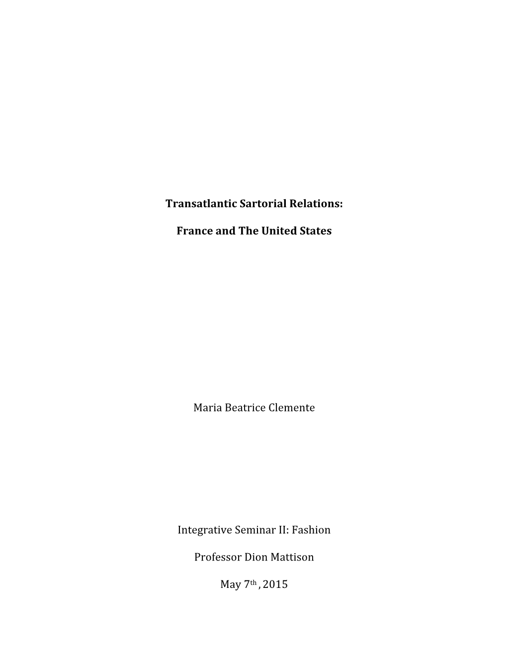 Transatlantic Sartorial Relations
