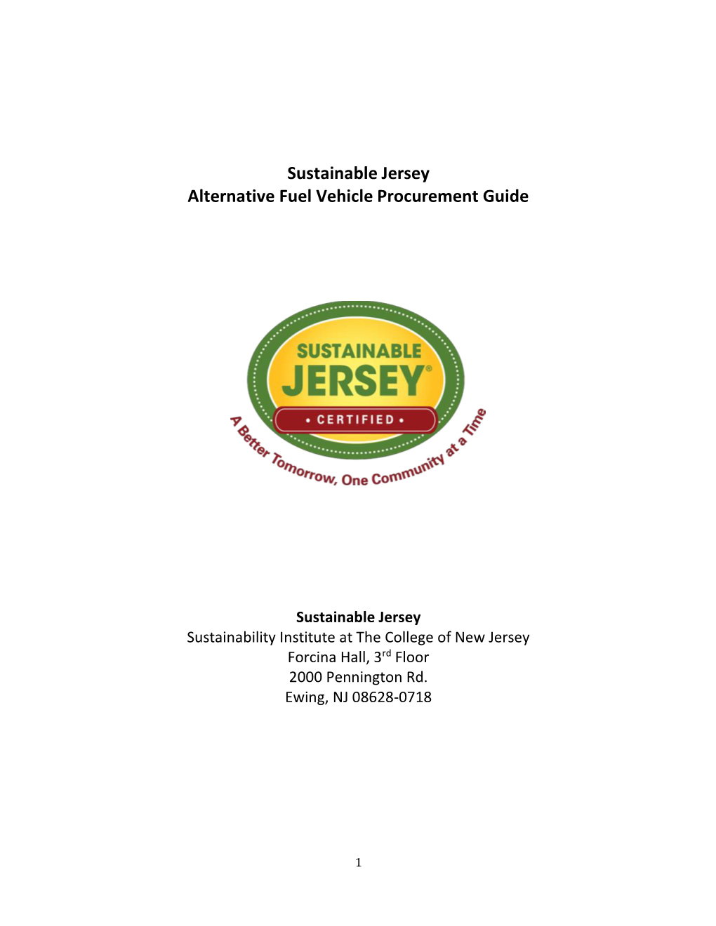 Sustainable Jersey Alternative Fuel Vehicle Procurement Guide