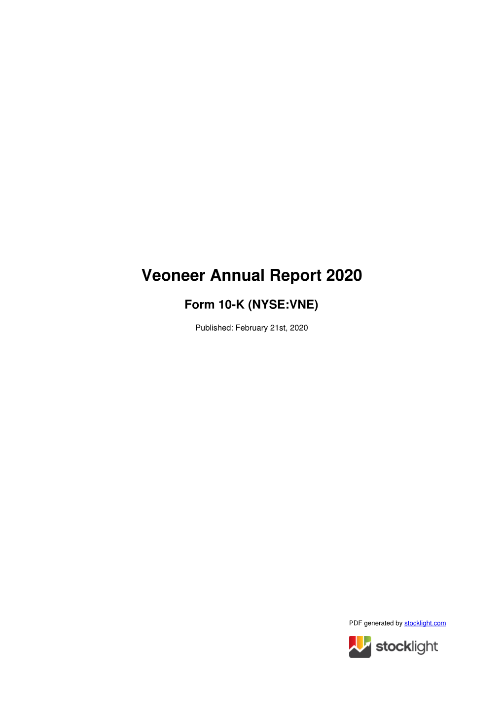 Veoneer Annual Report 2020