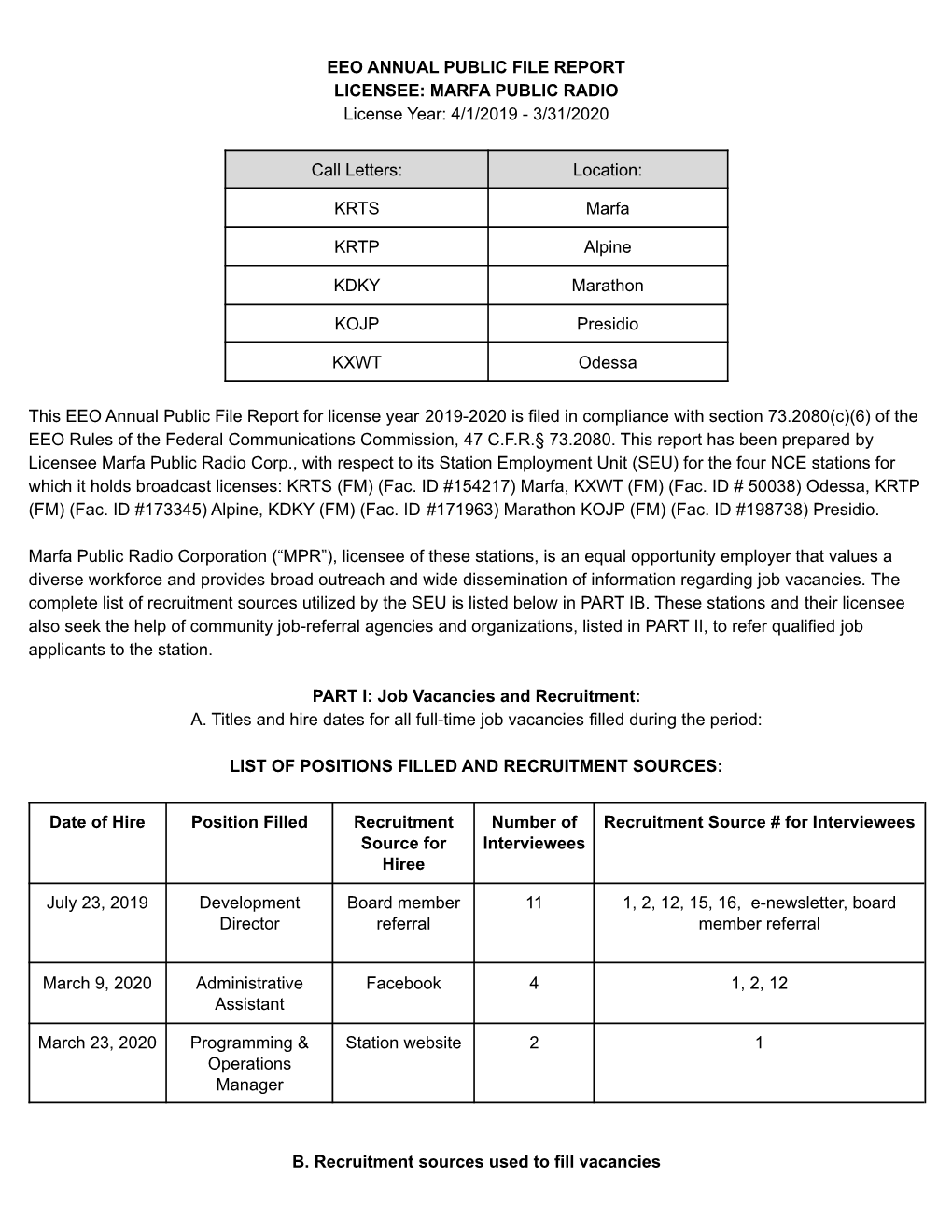 Mpr Eeo Annual Public File Report 2019