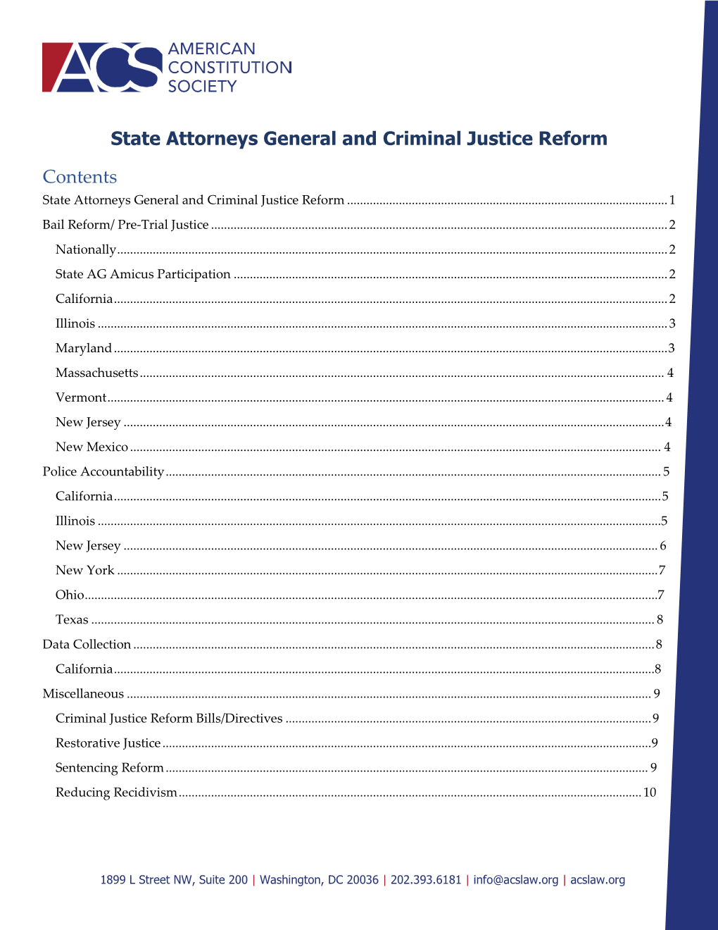 State Attorneys General and Criminal Justice Reform Contents