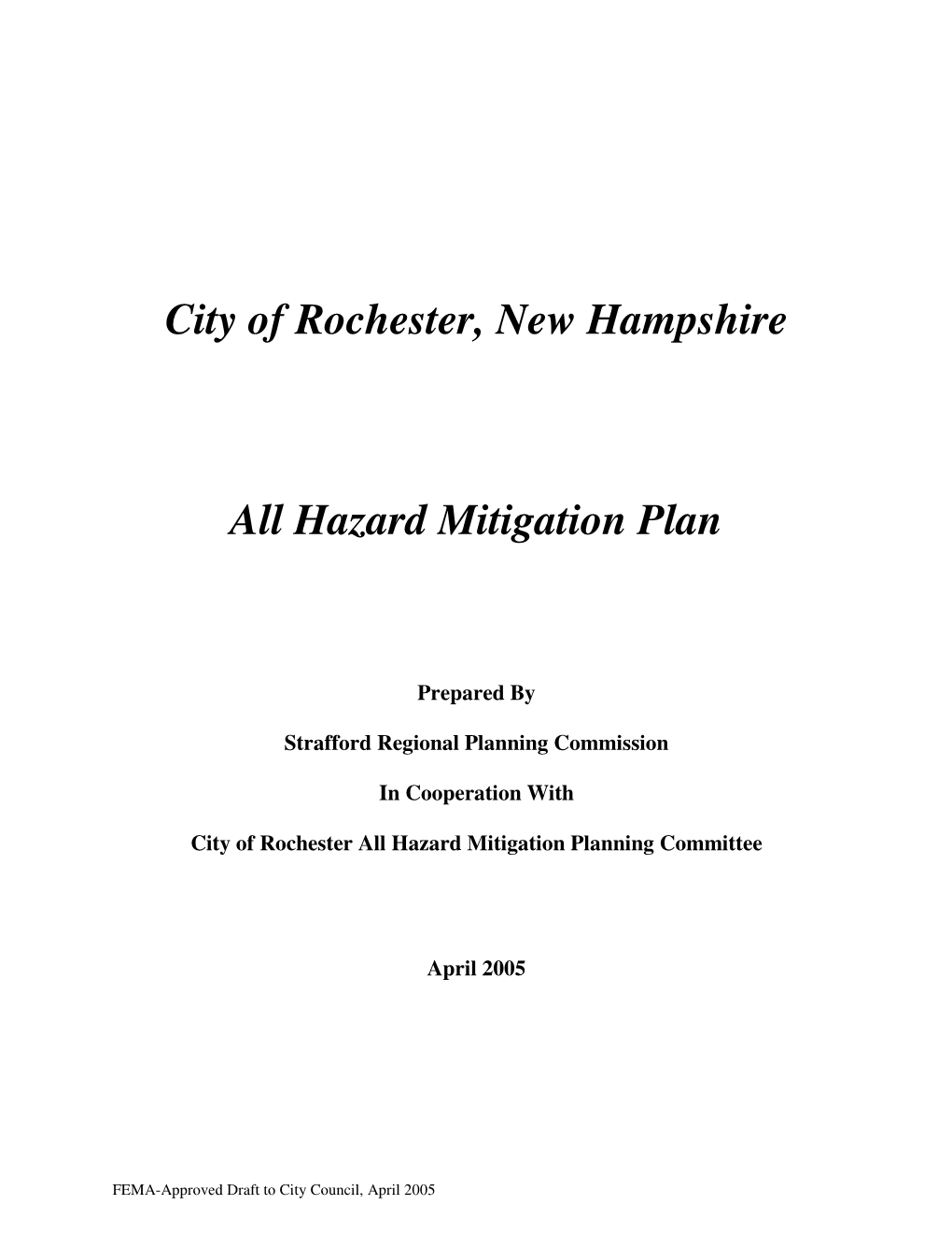City of Rochester, New Hampshire All Hazard Mitigation Plan