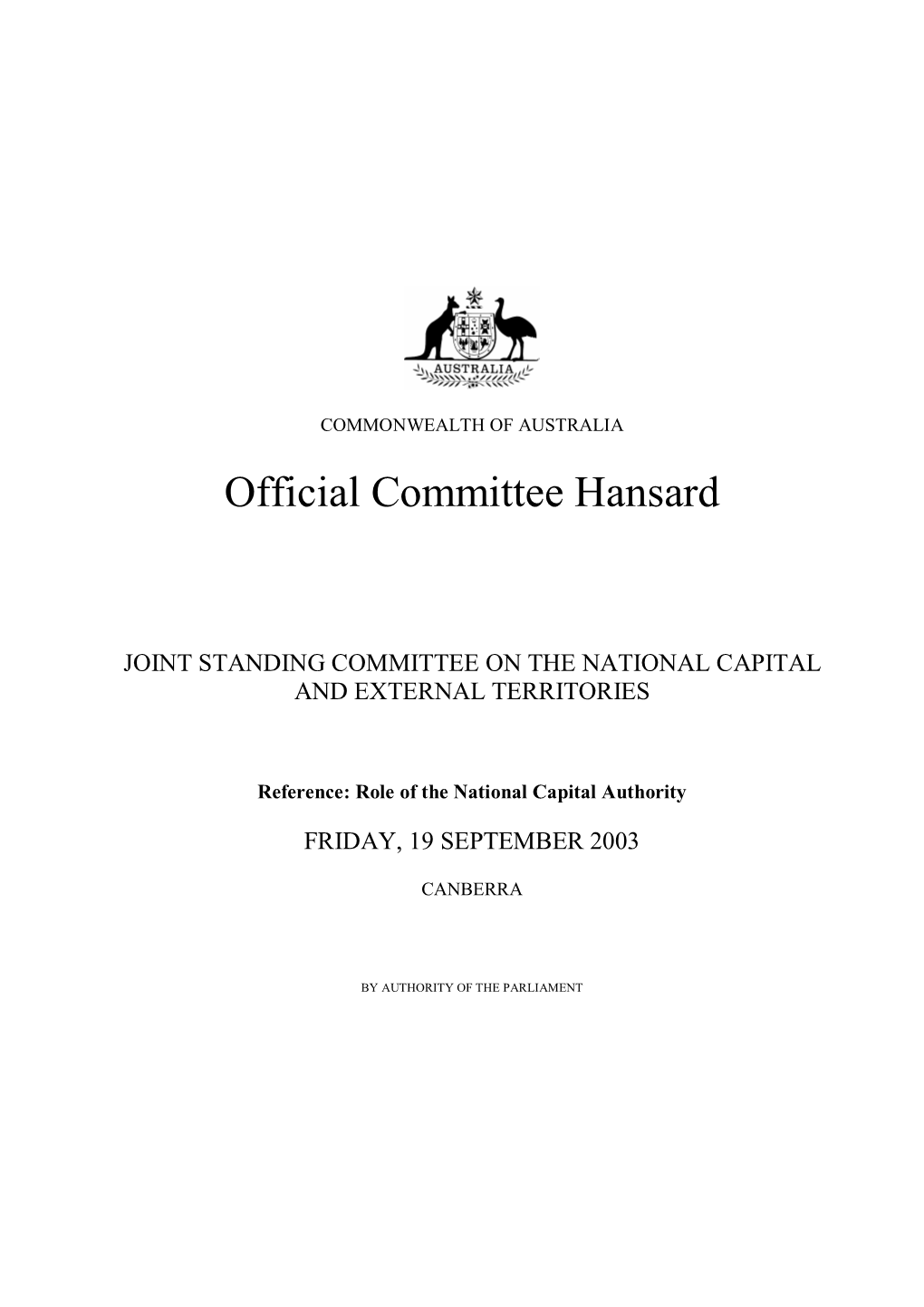 Official Committee Hansard