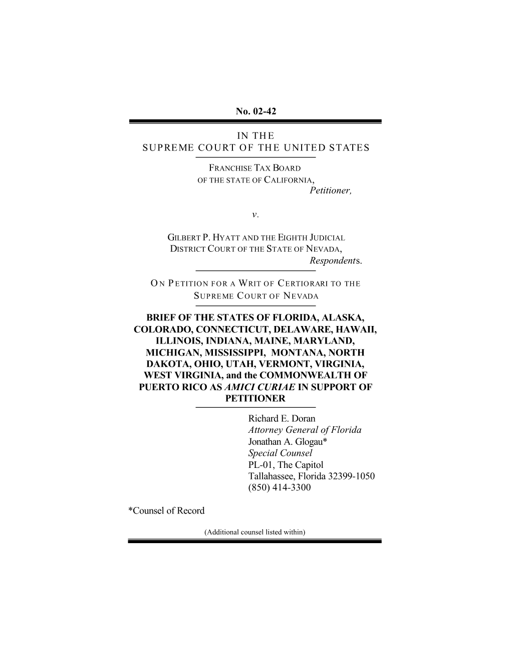 No. 02-42 in the SUPREME COURT of the UNITED STATES Petitioner