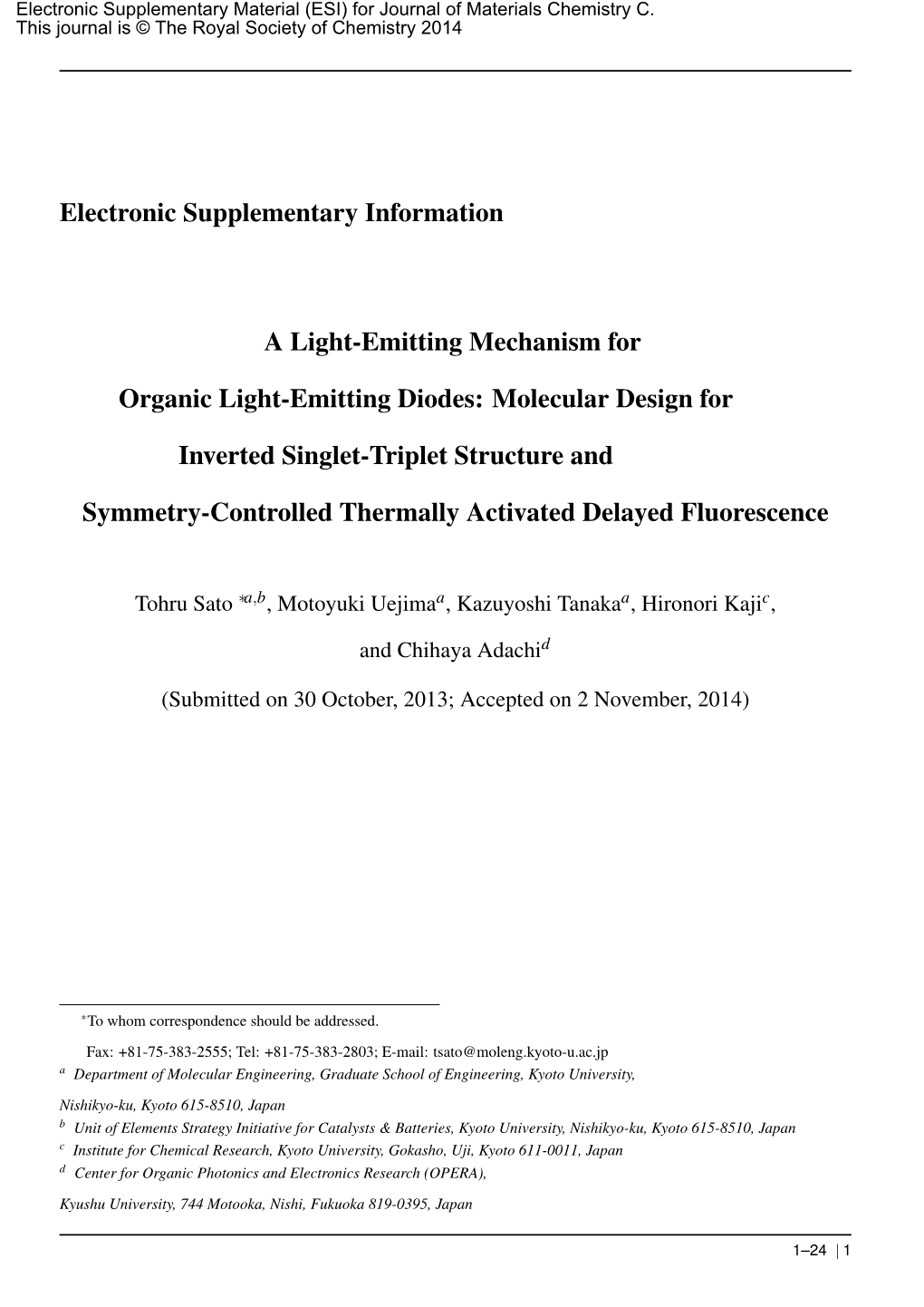 Electronic Supplementary Information a Light-Emitting Mechanism For