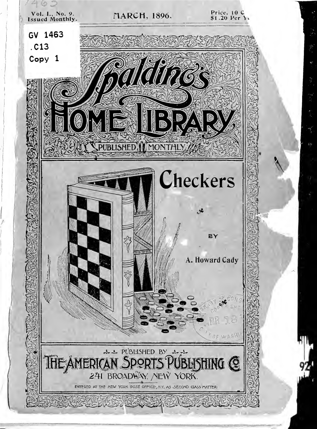 CHECKERS ^ a TREATISE on the GAME Wllh INTRODUCTORY CHAPTER CONTAININING SOME NOTES REGARD