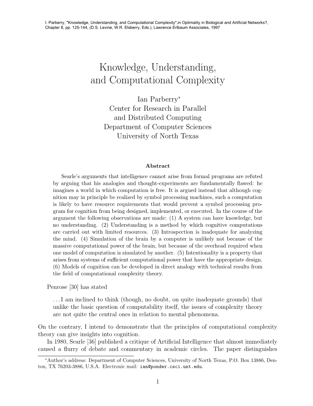 Knowledge, Understanding, and Computational Complexity