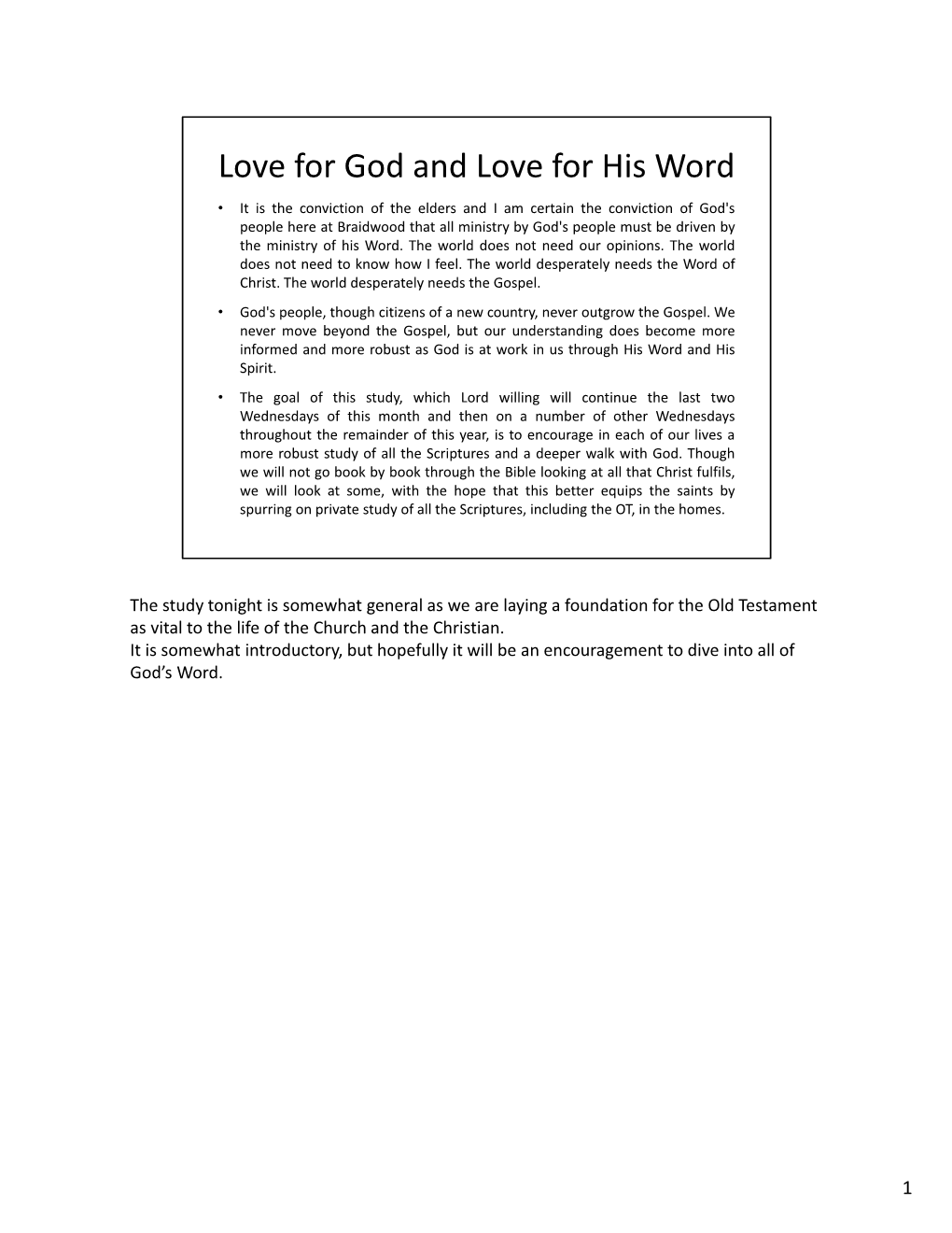 Love for God and Love for His Word