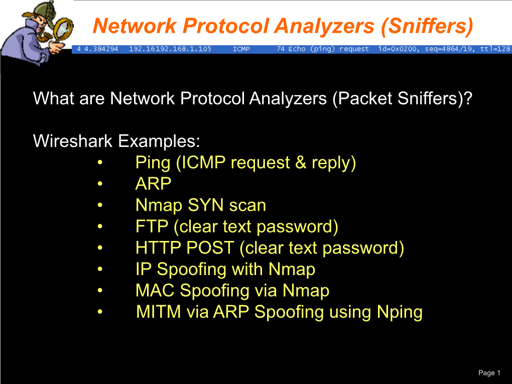 Network Protocol Analyzers (Sniffers)