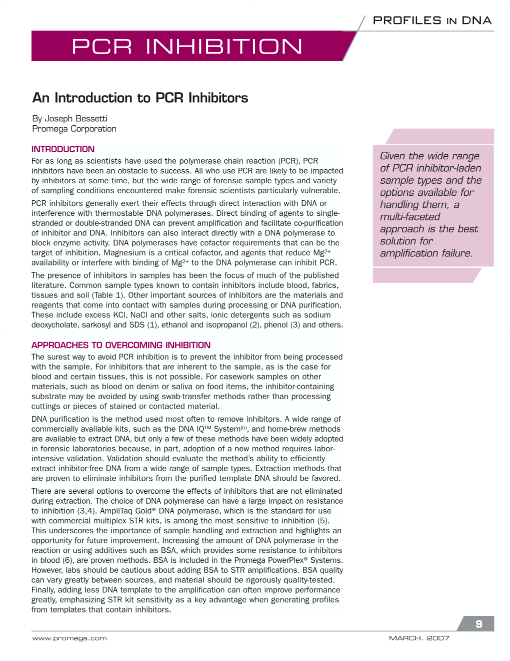 An Introduction to PCR Inhibitors