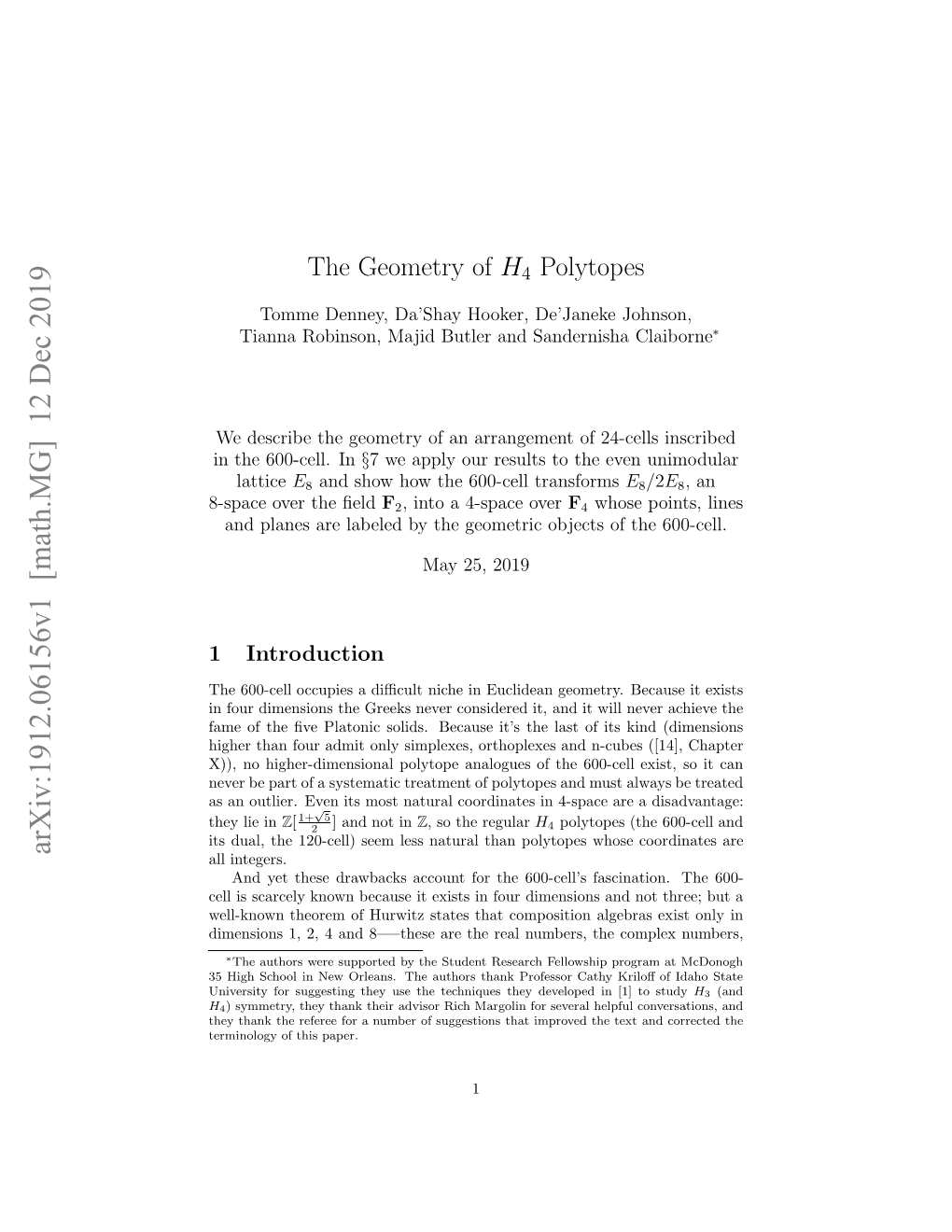 The Geometry of H4 Polytopes