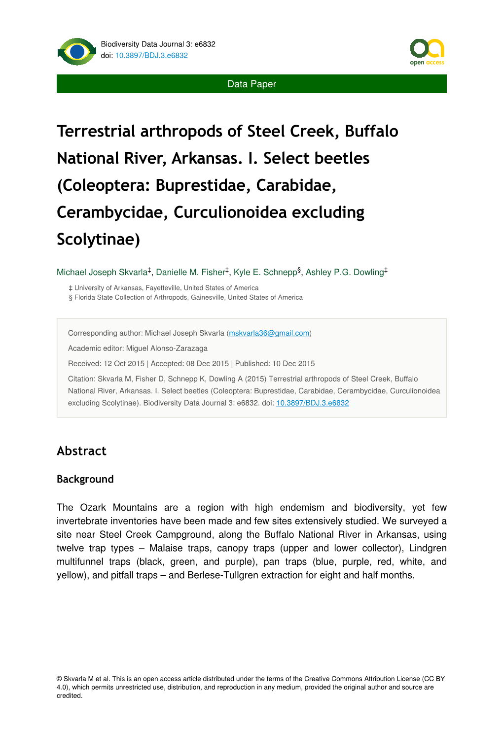 Coleoptera: Buprestidae, Carabidae, Cerambycidae, Curculionoidea Excluding Scolytinae)