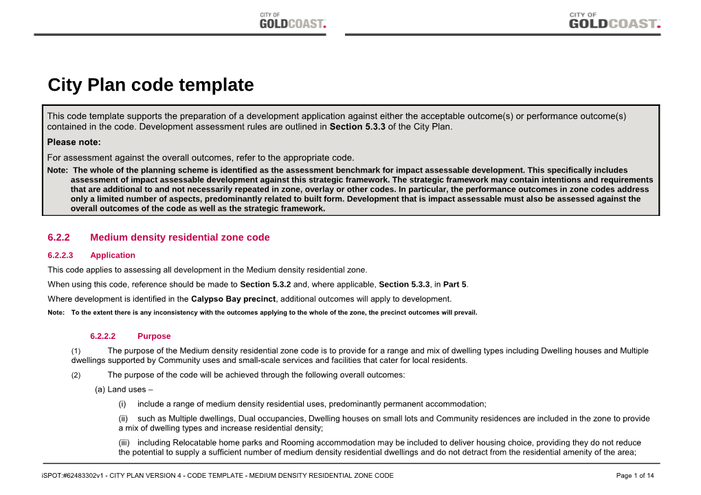 Medium Density Residential Zone Code