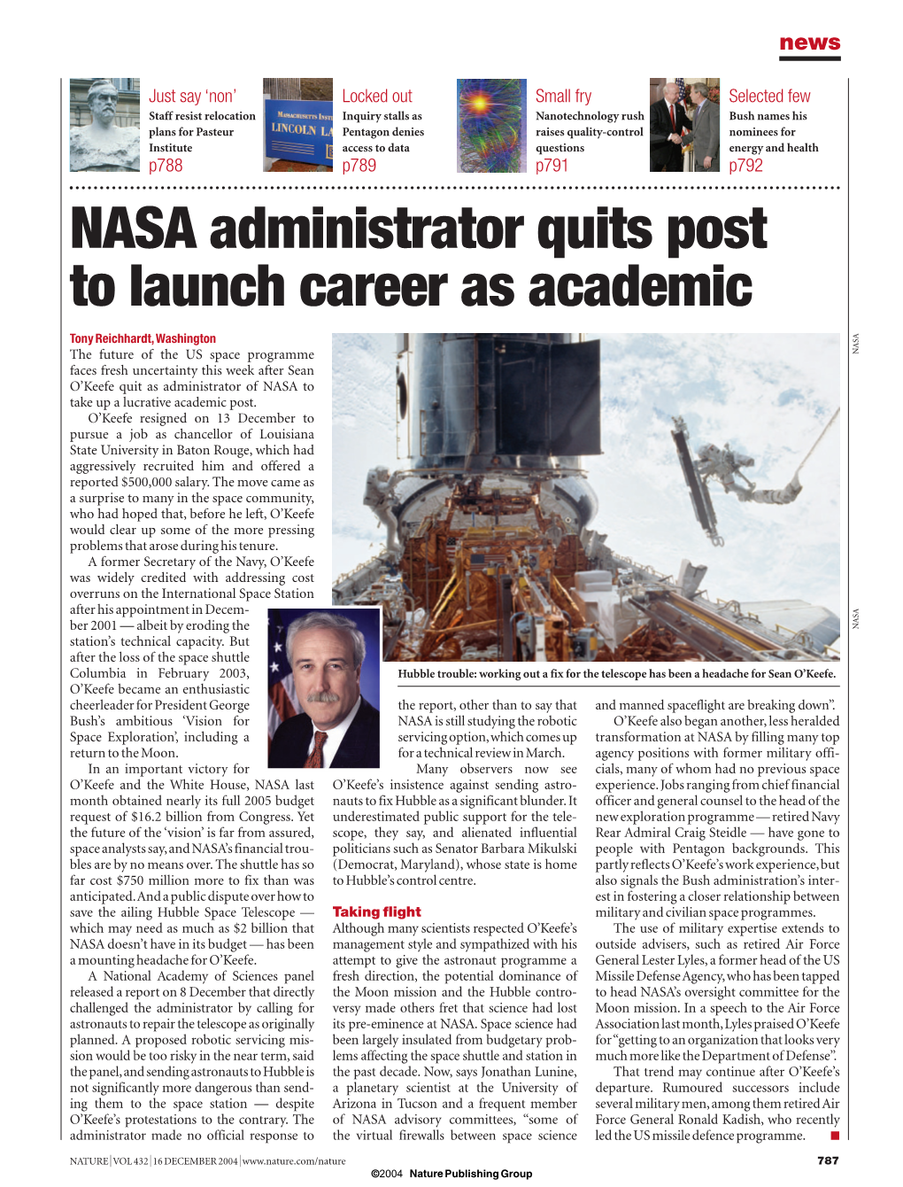 NASA Administrator Quits Post to Launch Career As Academic