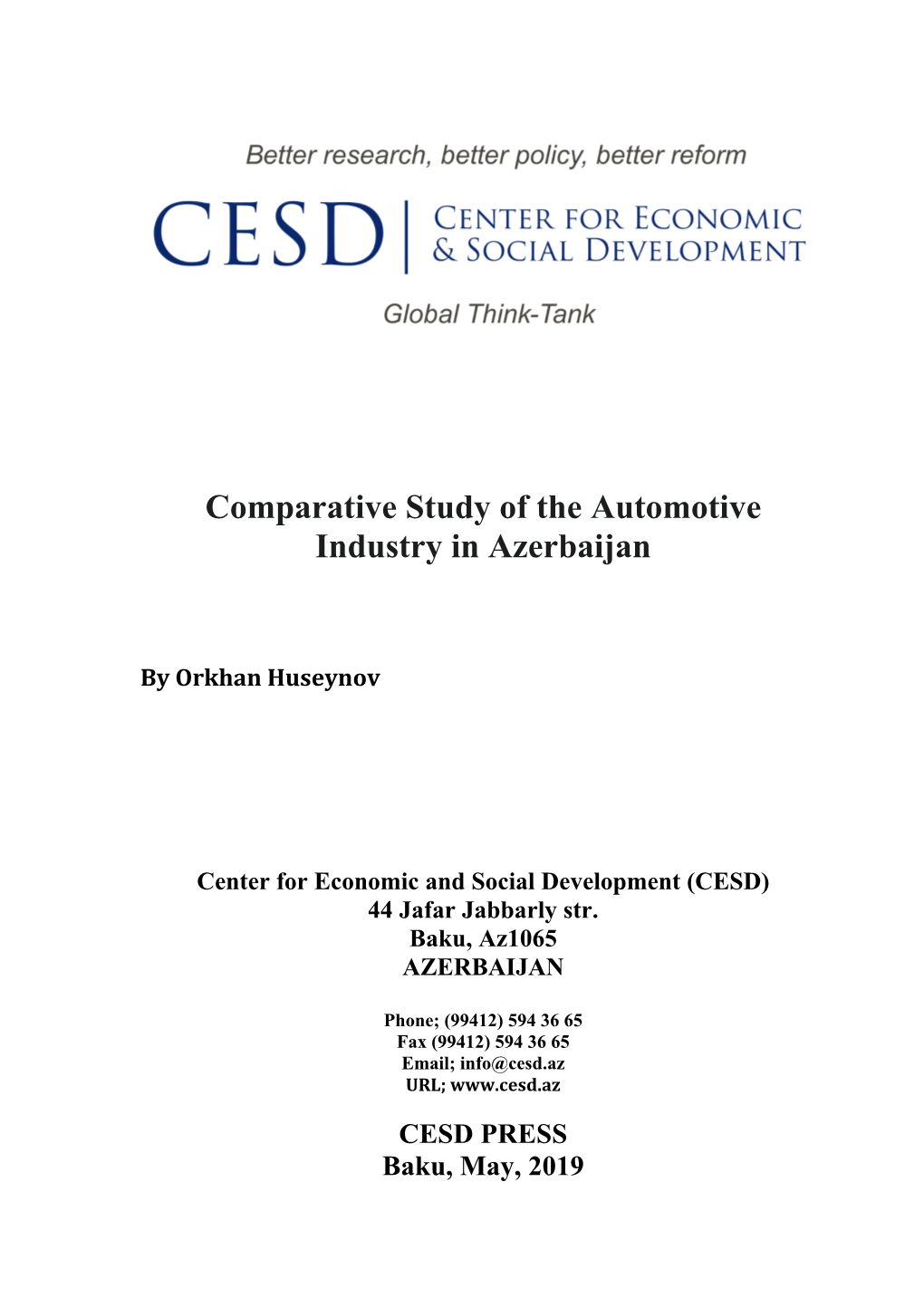 Comparative Study of the Automotive Industry in Azerbaijan