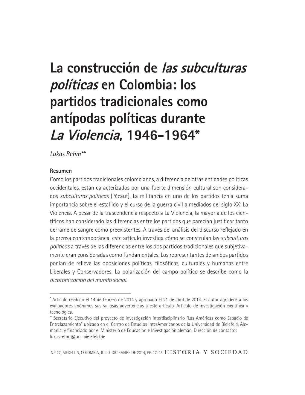 La Violencia, 1946-1964*