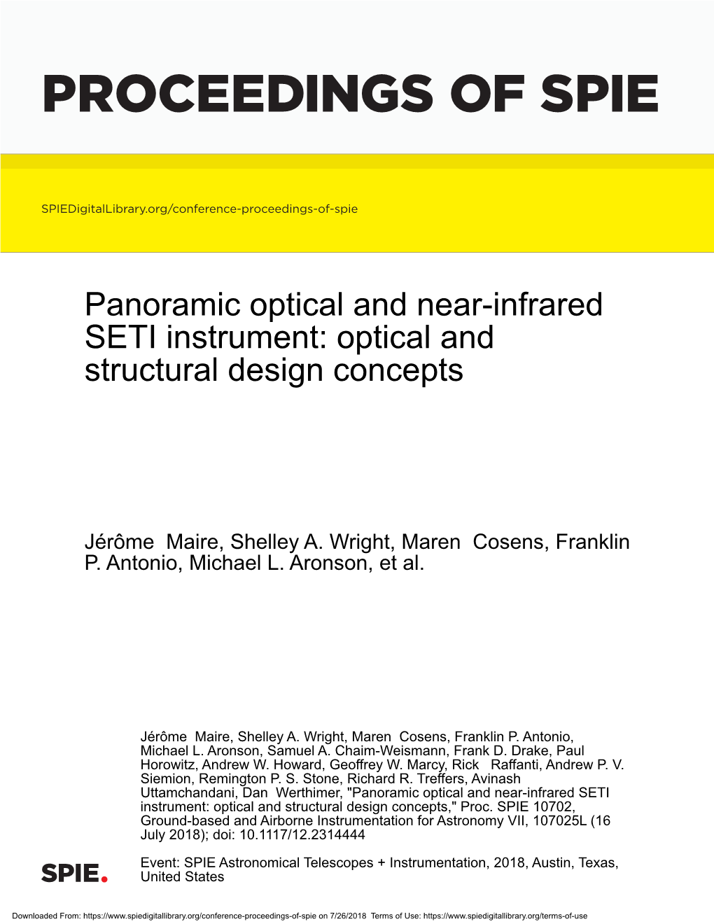 Panoramic Optical and Near-Infrared SETI Instrument: Optical and Structural Design Concepts