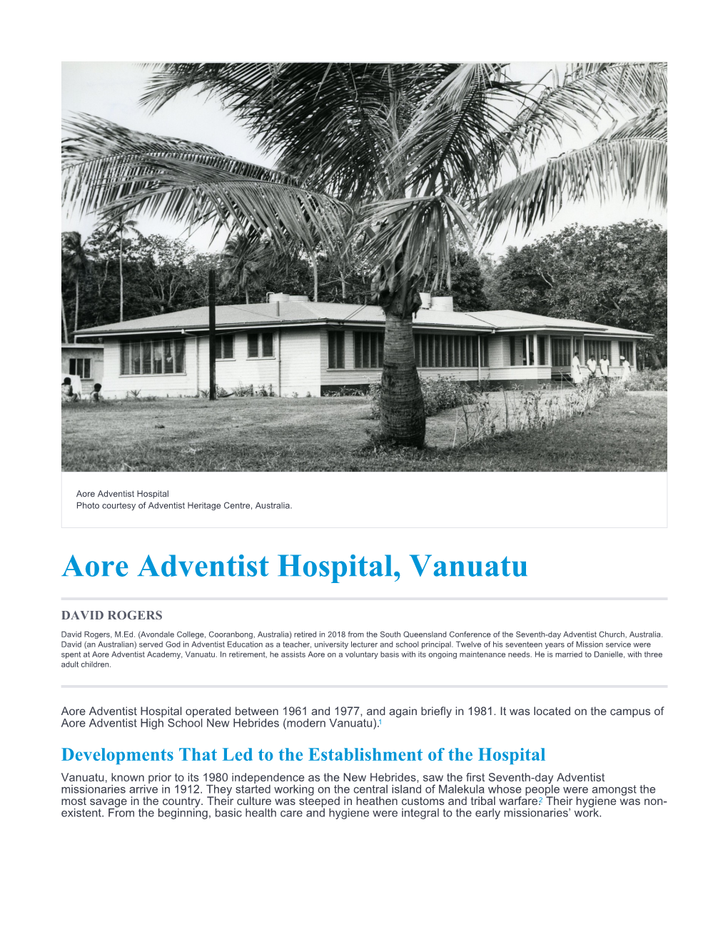 Aore Adventist Hospital, Vanuatu