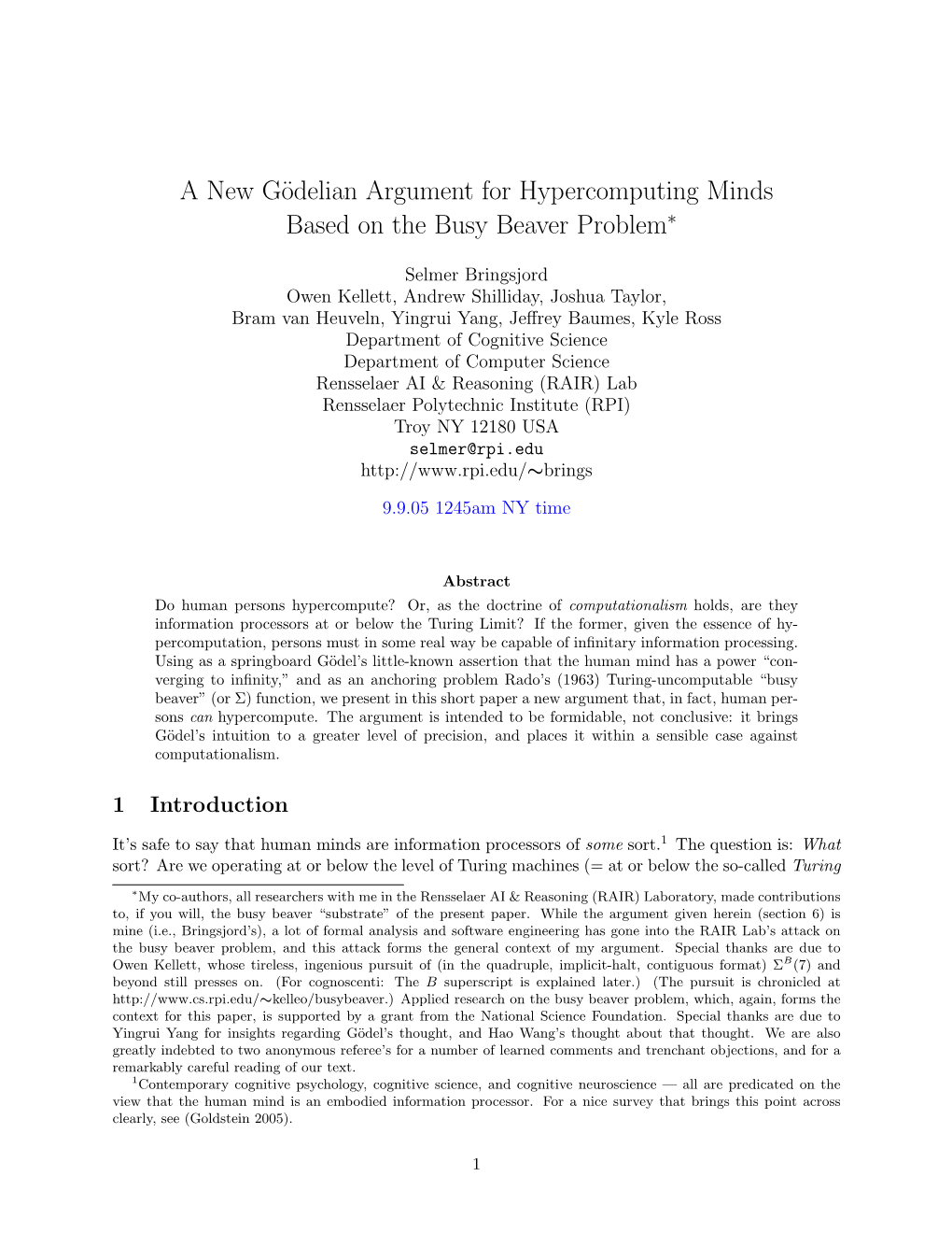 A New Gödelian Argument for Hypercomputing Minds Based On