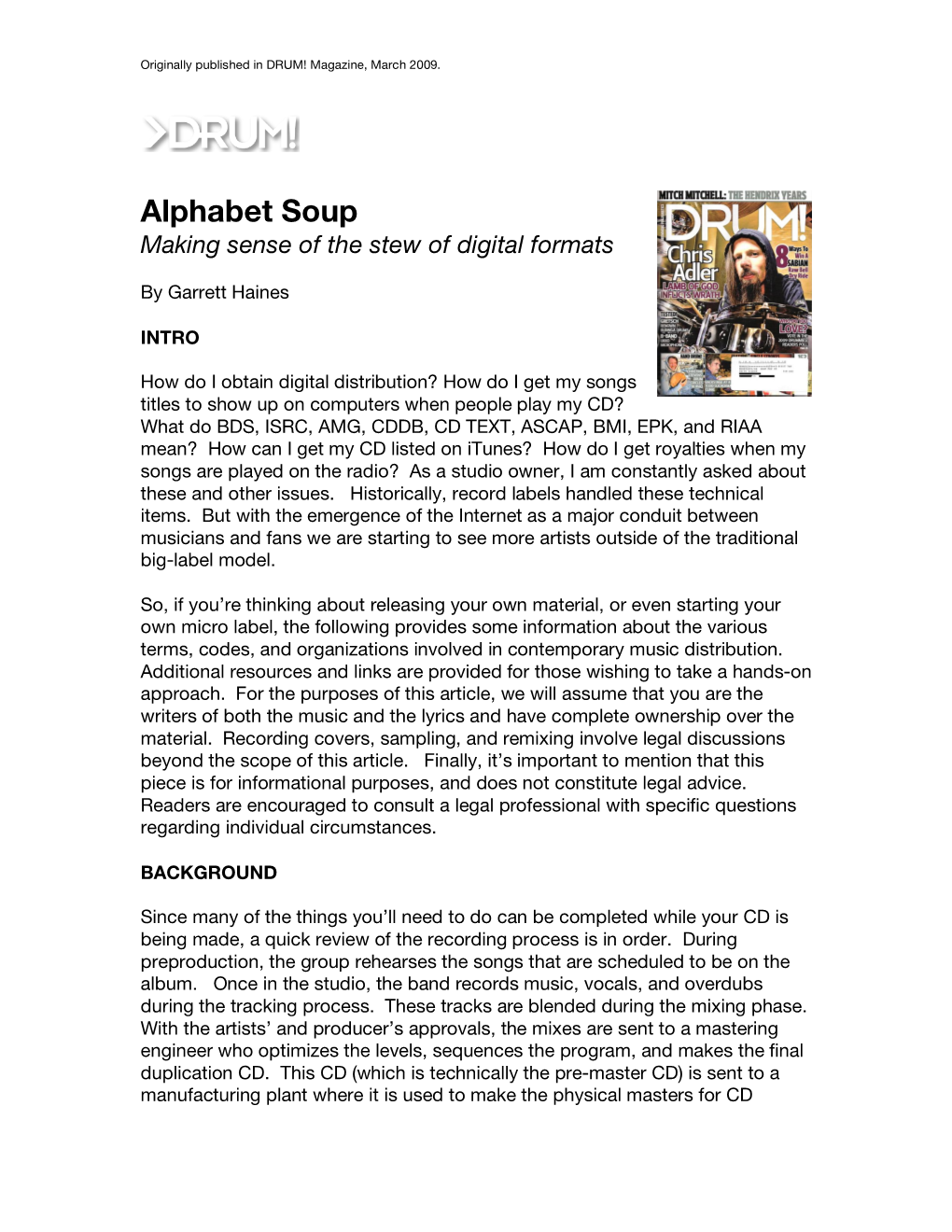 Alphabet Soup Making Sense of the Stew of Digital Formats