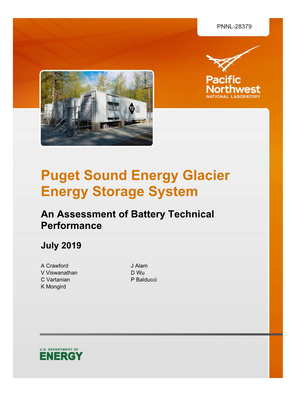 Puget Sound Energy Glacier Energy Storage System an Assessment of Battery Technical Performance