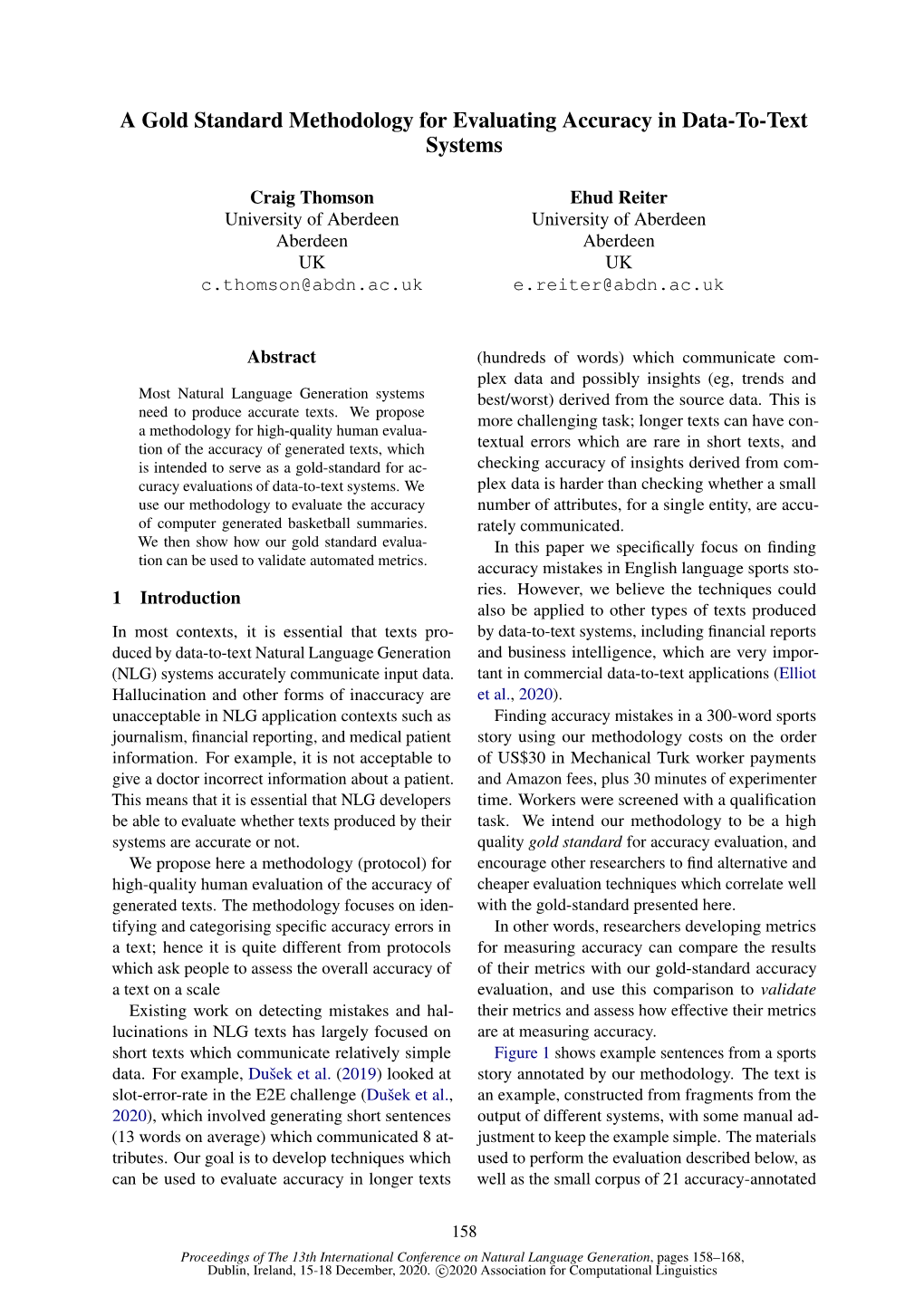 A Gold Standard Methodology for Evaluating Accuracy in Data-To-Text Systems