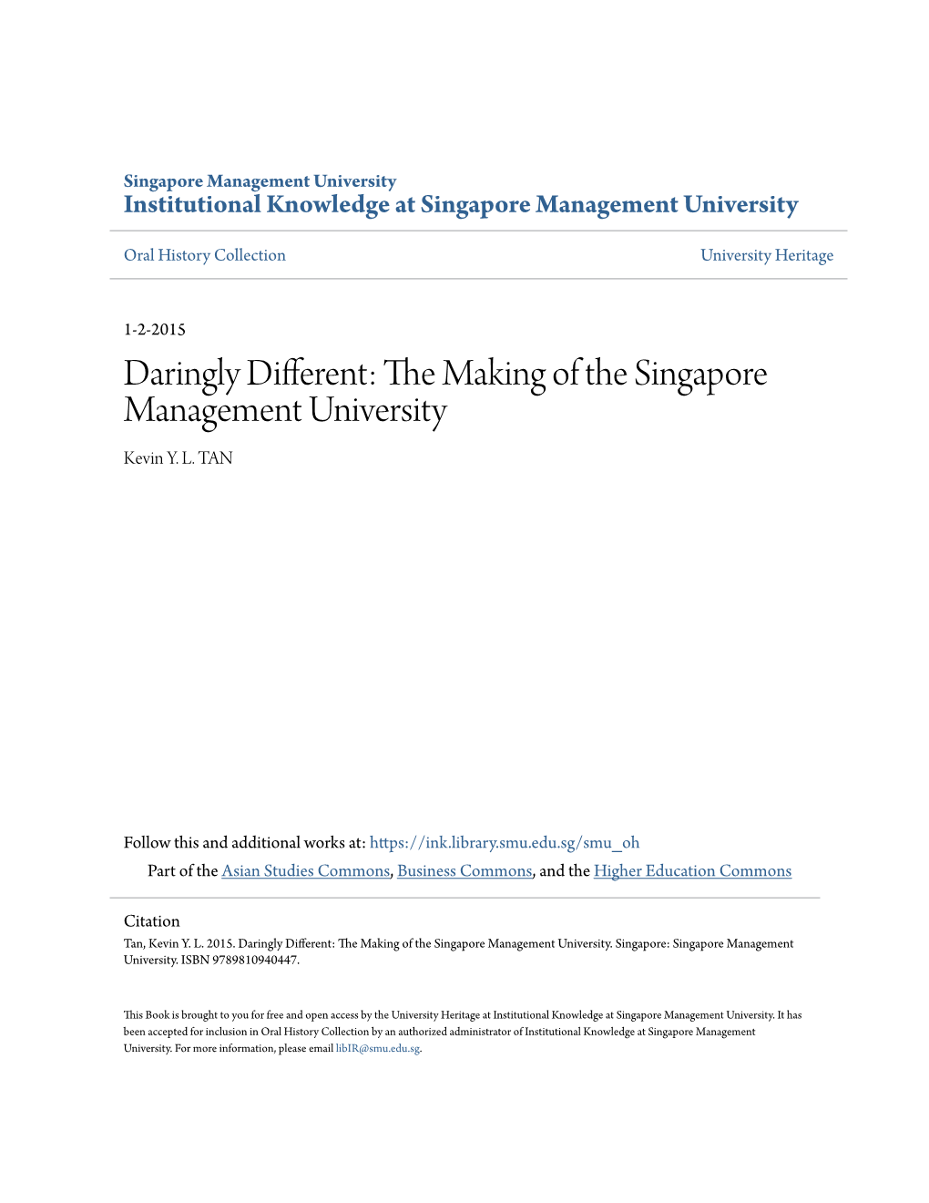 The Making of the Singapore Management University