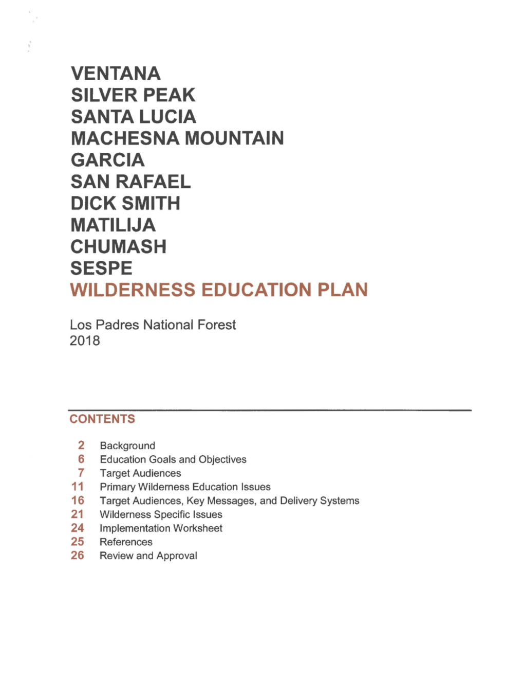 2018 Los Padres National Forest Wilderness