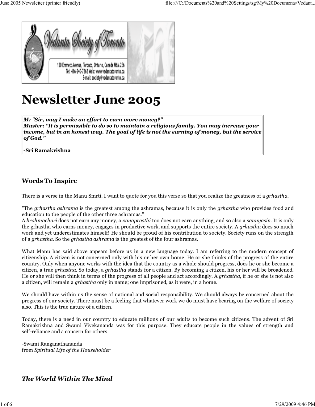 June 2005 Newsletter (Print