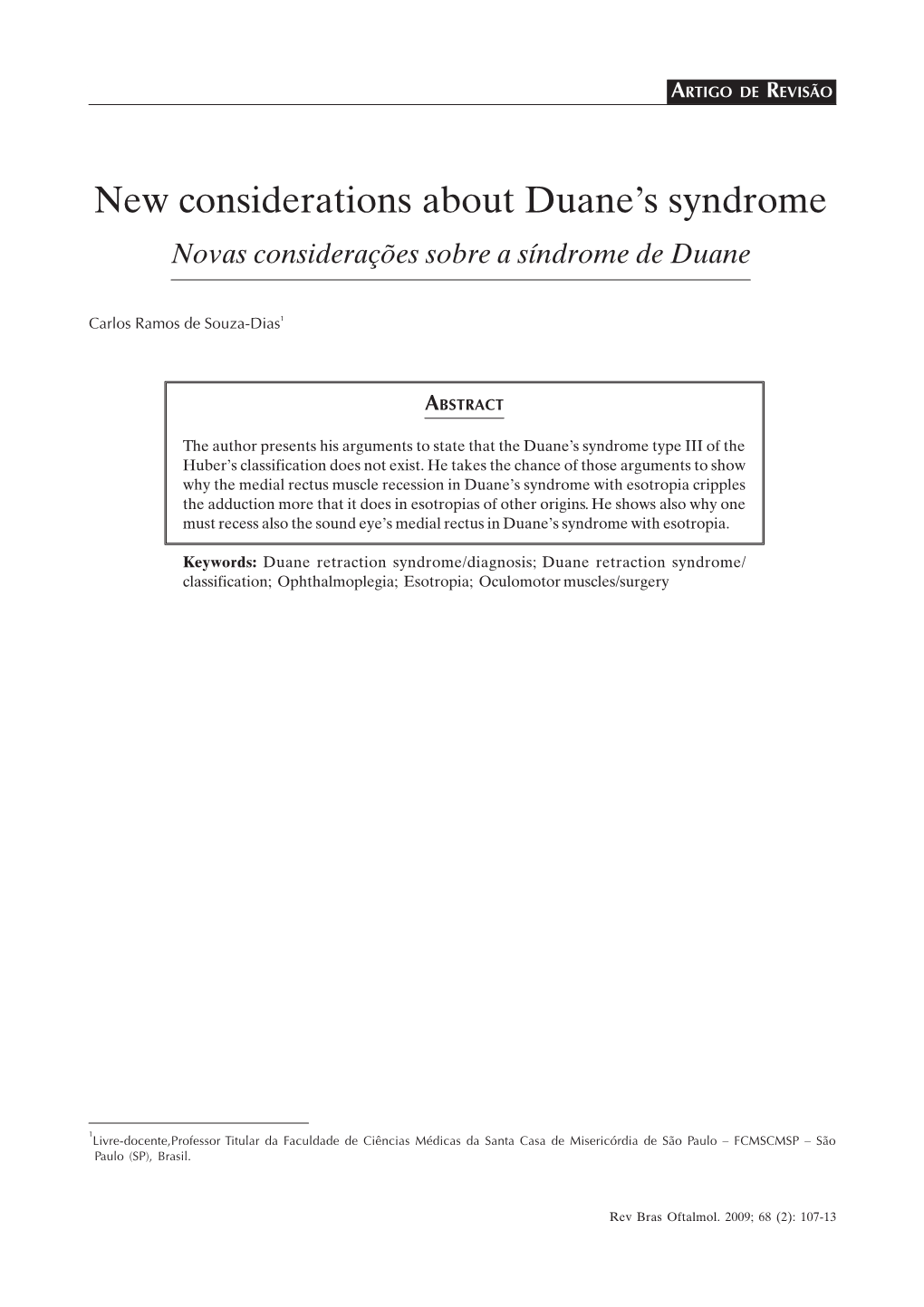 New Considerations About Duane's Syndrome