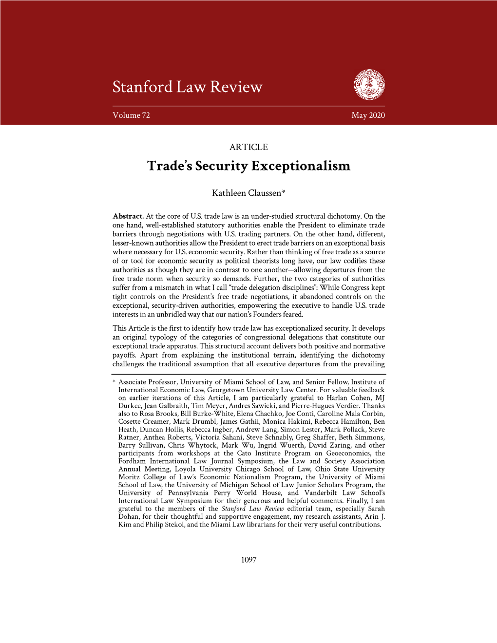 Trade's Security Exceptionalism