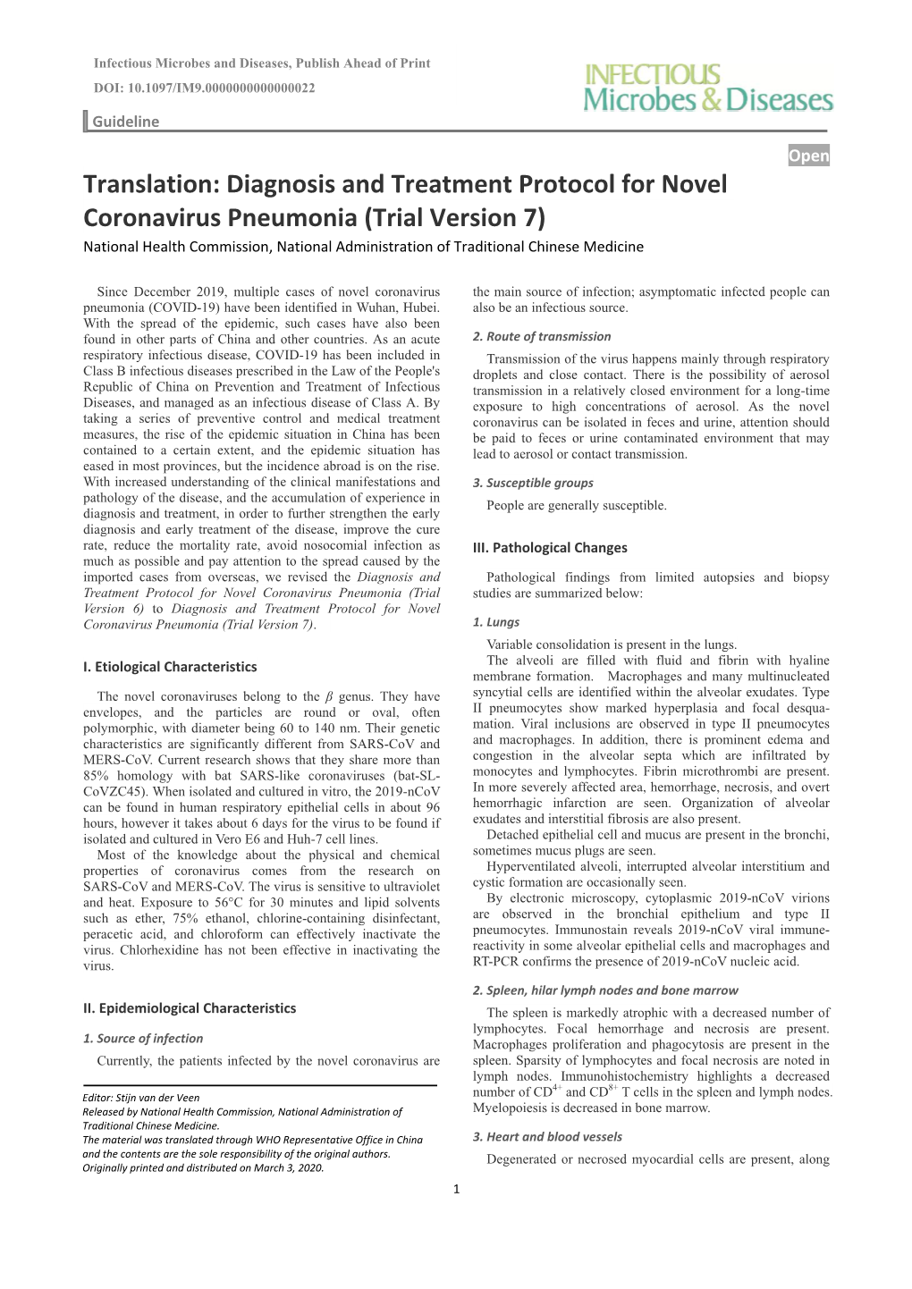 Diagnosis and Treatment Protocol for Novel Coronavirus Pneumonia