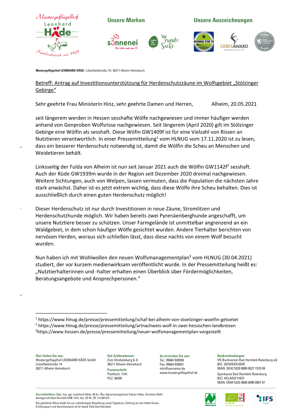 Offener Brief an Ministerin Hinz