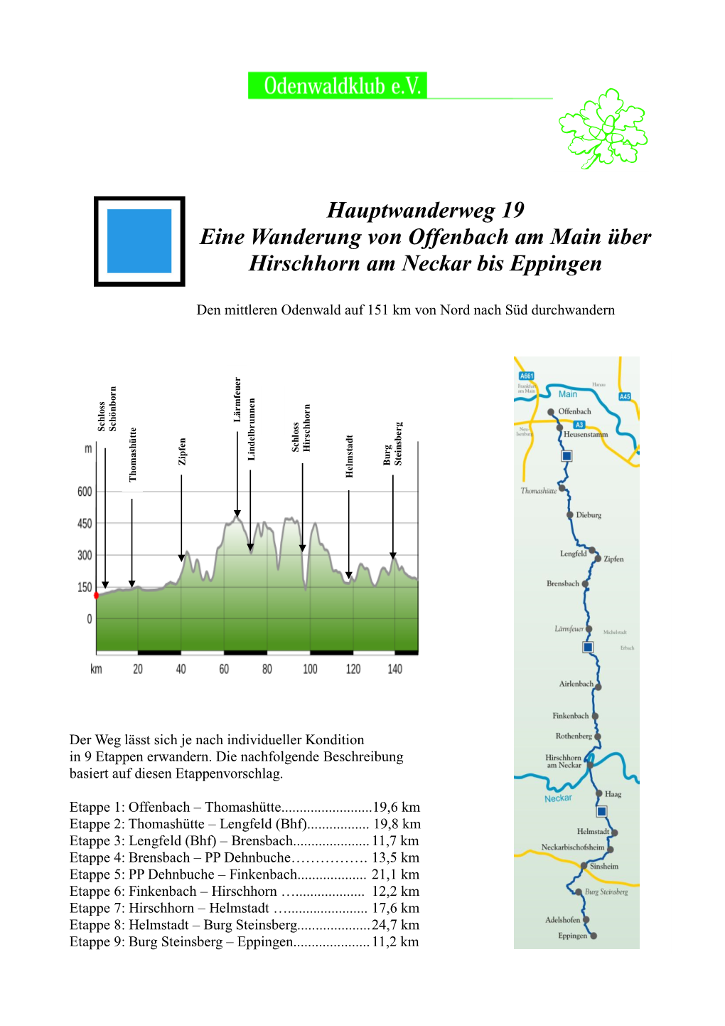 Hauptwanderweg 19 Eine Wanderung Von Offenbach Am Main Über Hirschhorn Am Neckar Bis Eppingen