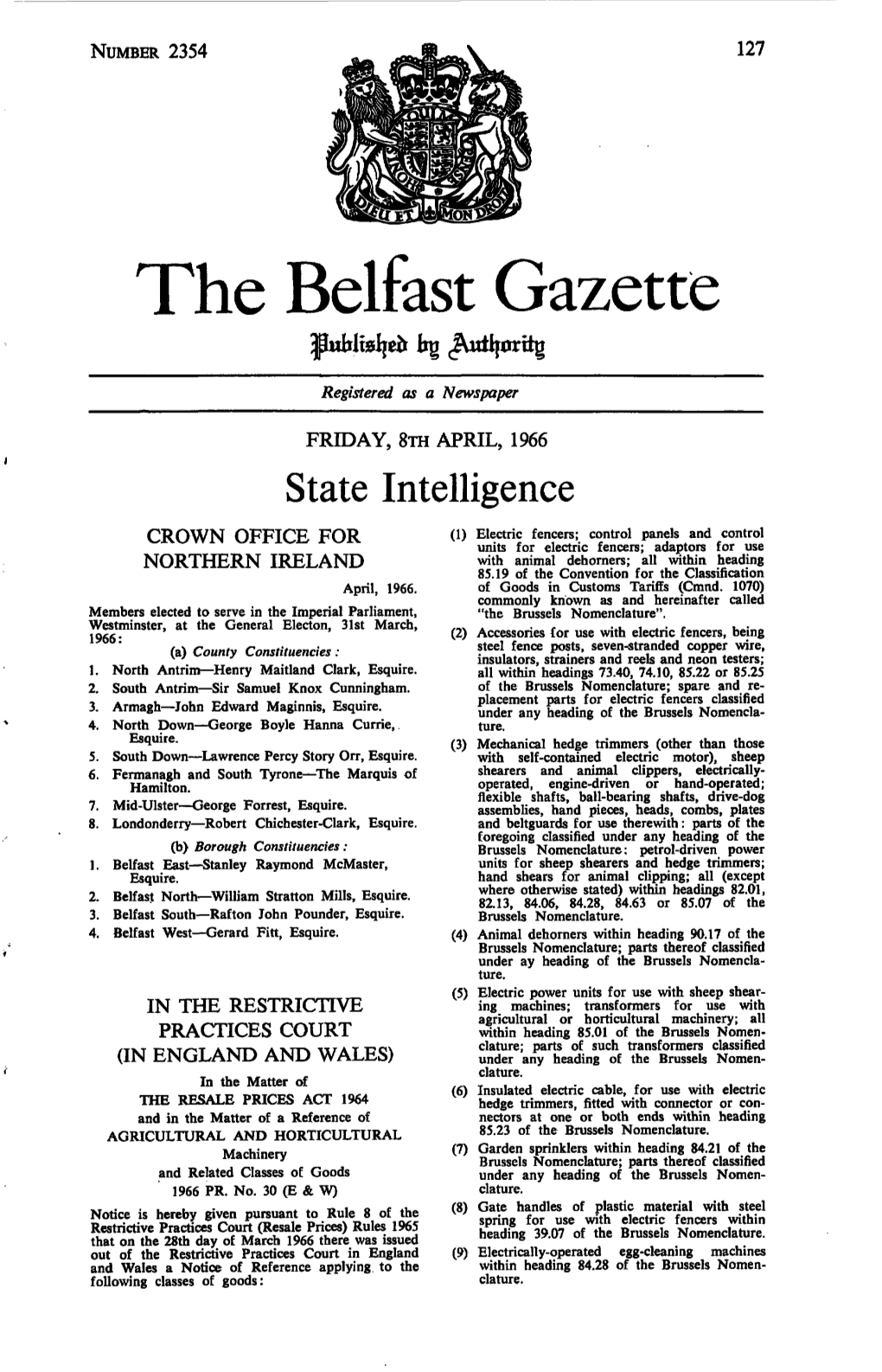 The Belfast Gazette Tg