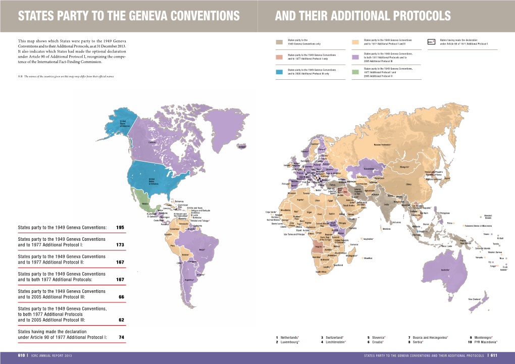 Icrc Annual Report 2013 States Party to the Geneva Conventions and Their Additional Protocols | 611