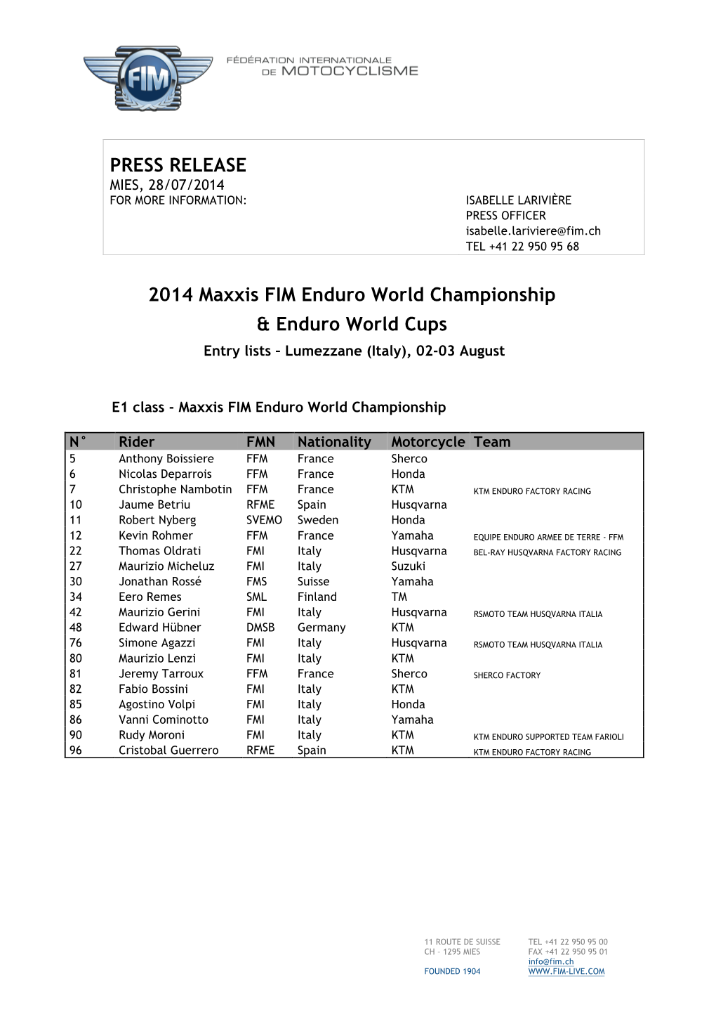 2014 Maxxis FIM Enduro World Champs and Cups