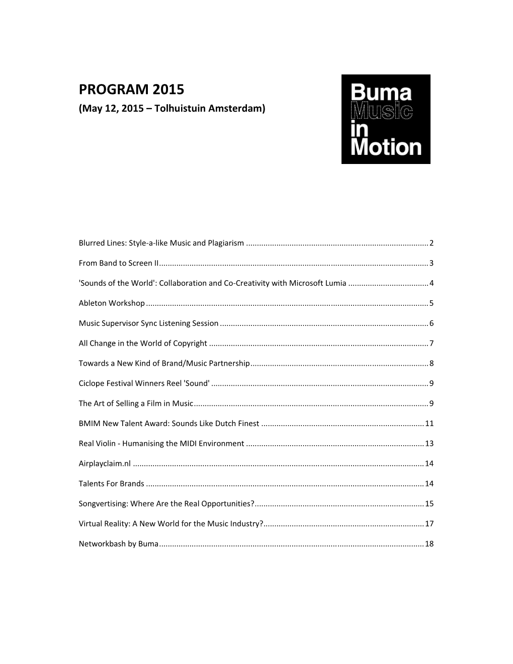 Program BMIM 2015