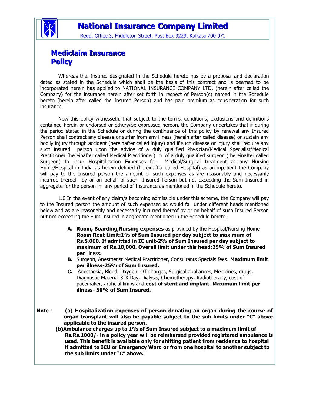 Group Mediclaim Policy