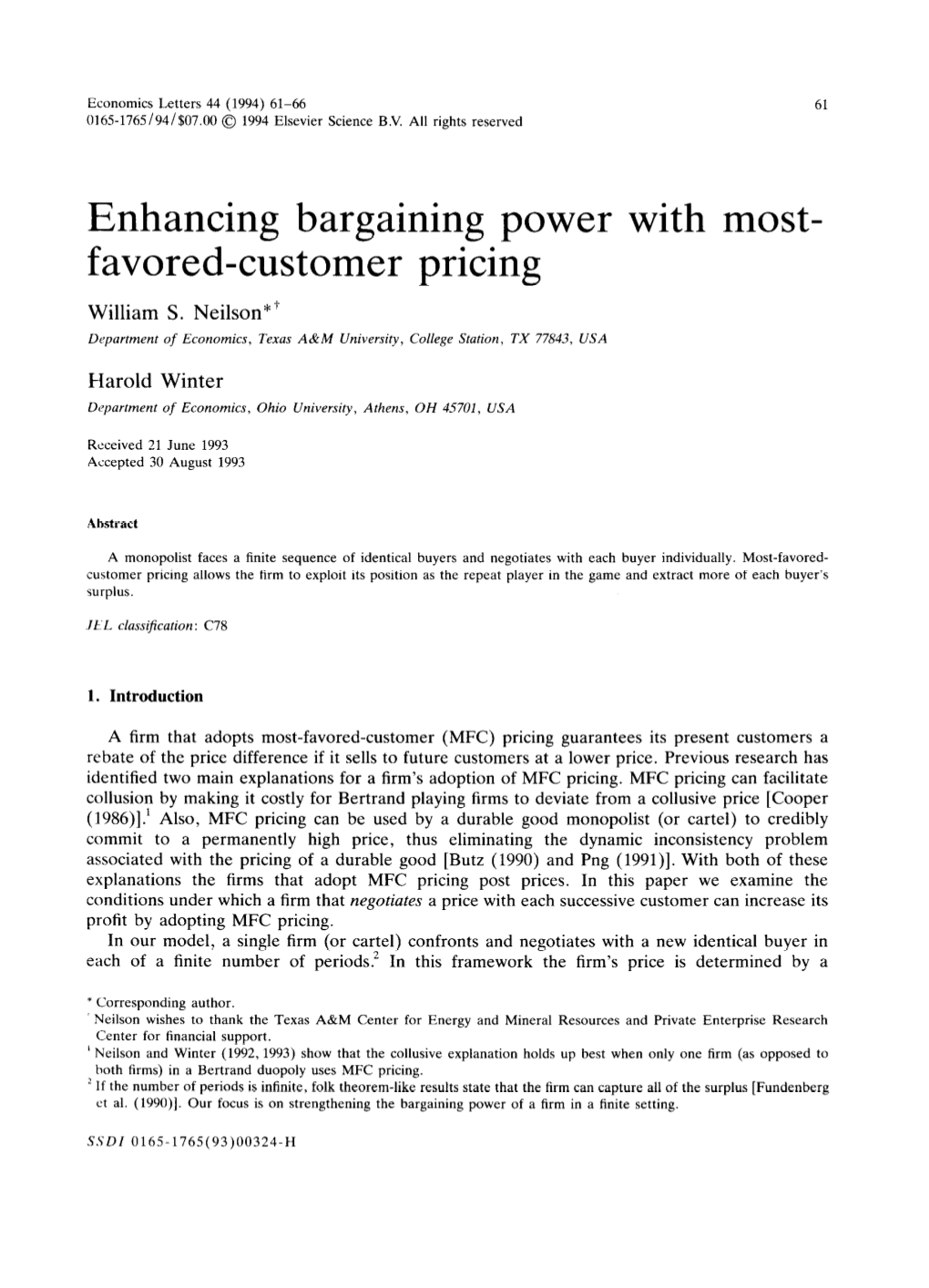 Enhancing Bargaining Power with Most- Favored-Customer Pricing
