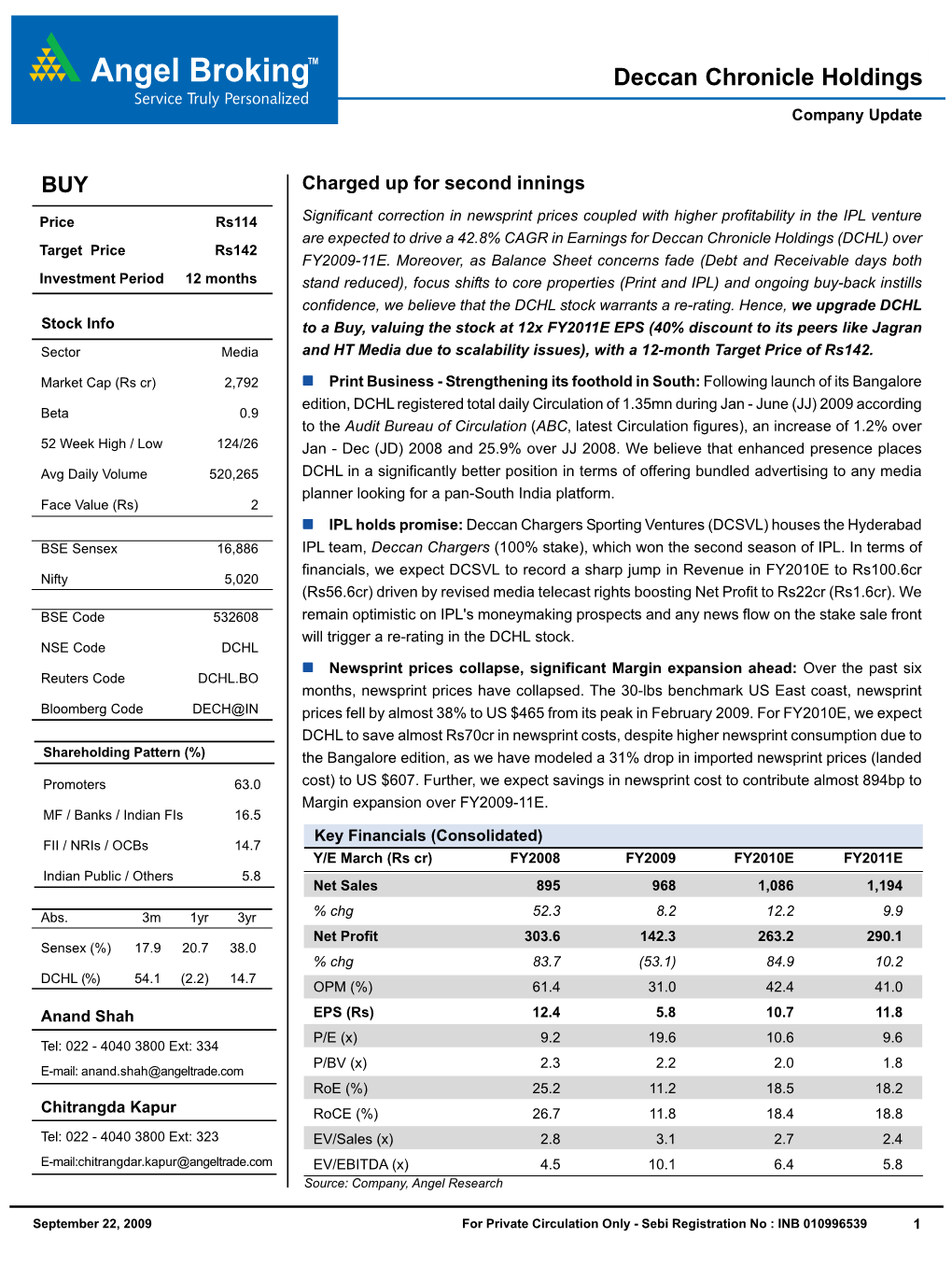 Deccan Chronicle Holdings -CU.P65