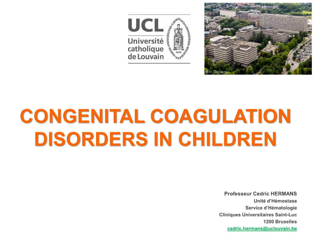 Congenital Coagulation Disorders in Children