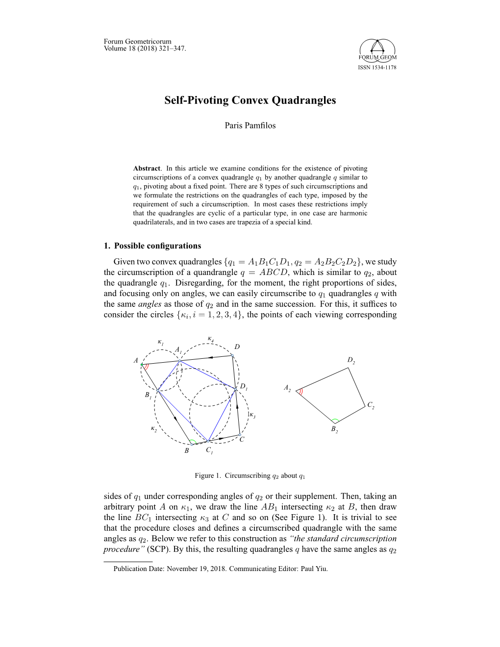 Self-Pivoting Convex Quadrangles
