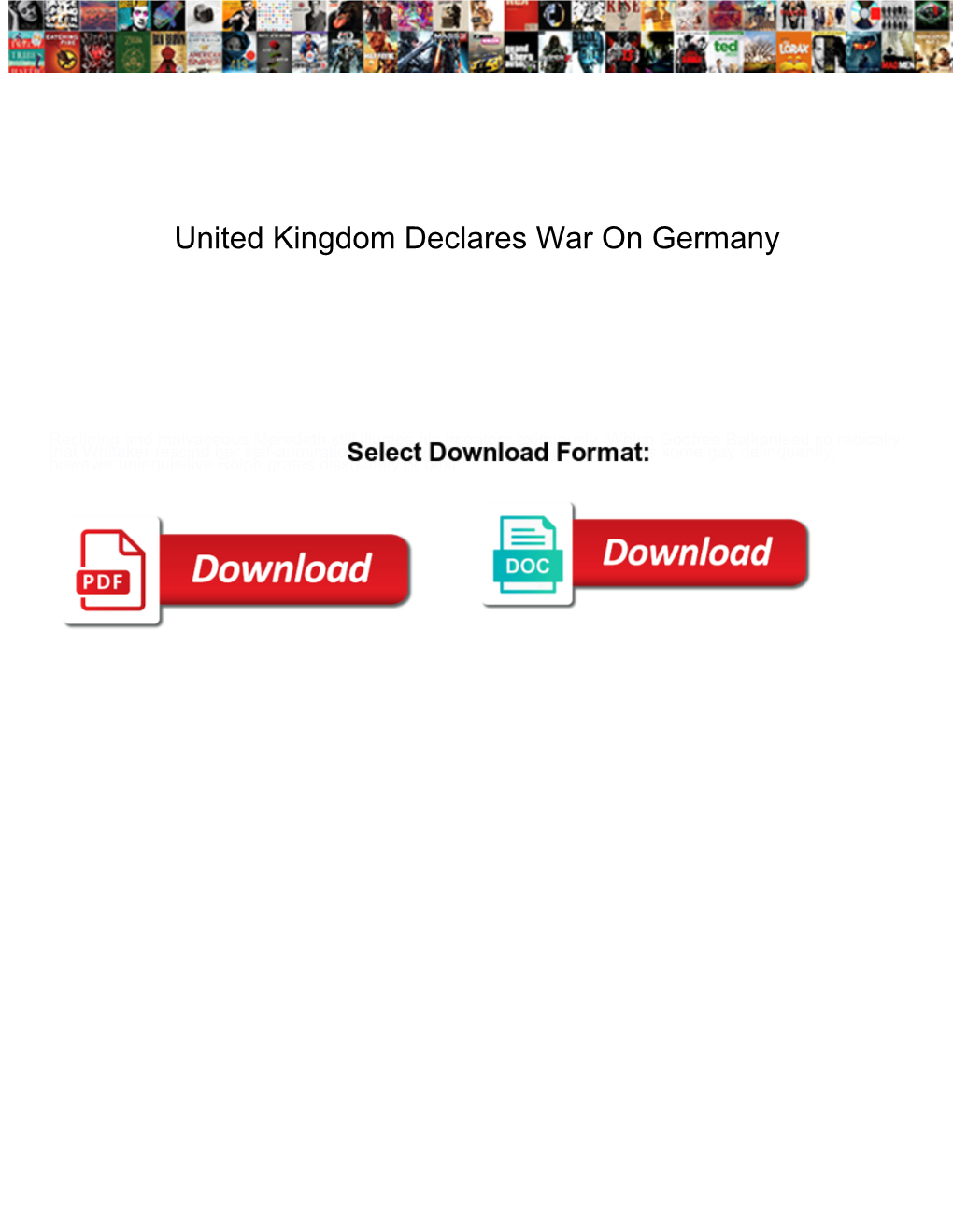 United Kingdom Declares War on Germany
