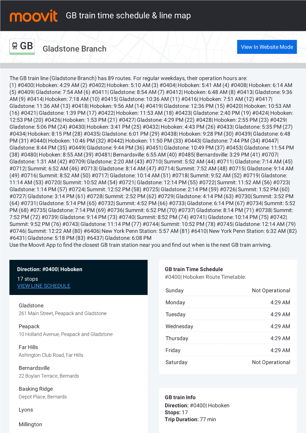 GB Train Time Schedule & Line Route